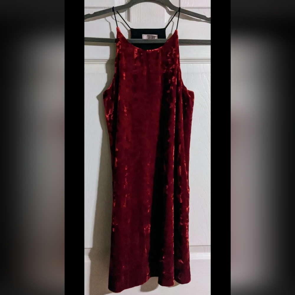 Love Ady Crushed Velvet Dress XS Sleeveless Mini Red Sexy Y2K Club Date Night
